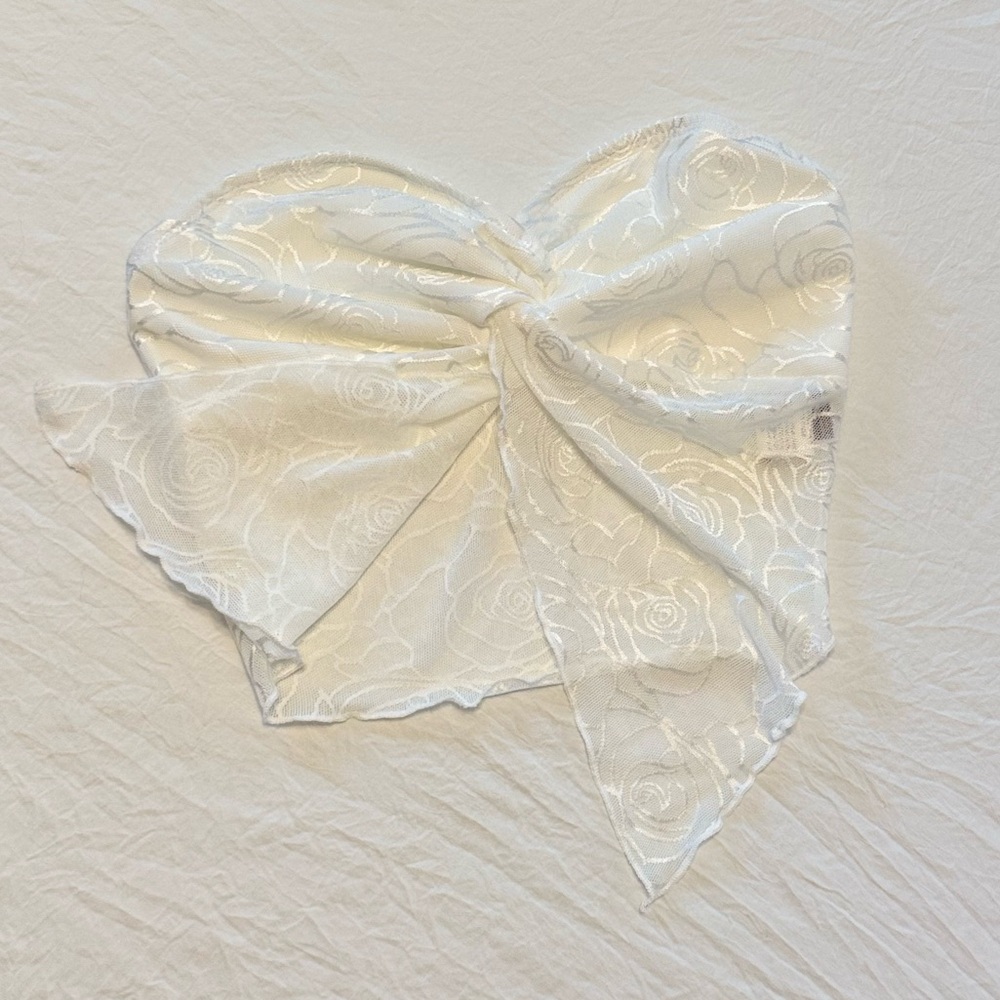 White Lace Sheer Floral Tube Top - Picture 4 of 6